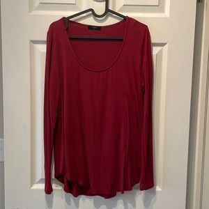 Sexy deep scoop neck long sleeve tee